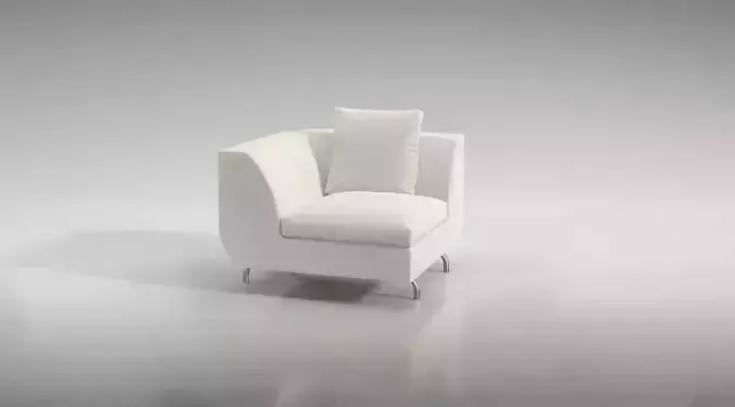 White Cushioned Sofa 3D model