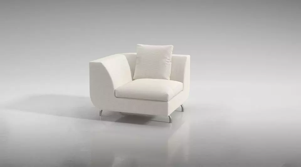 White Cushioned Sofa 3D model_0