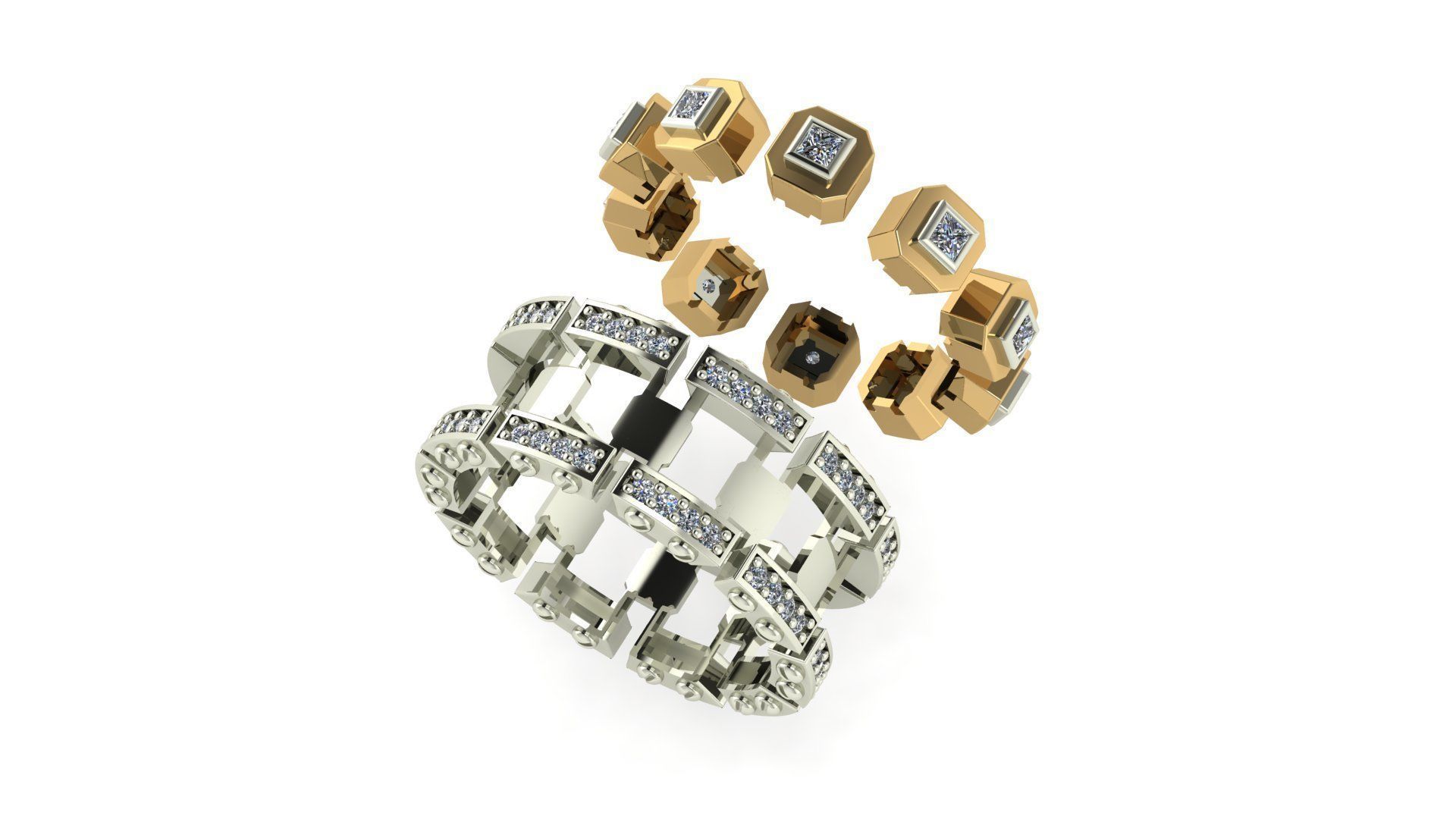 fashion diamond ring 3D print model_5