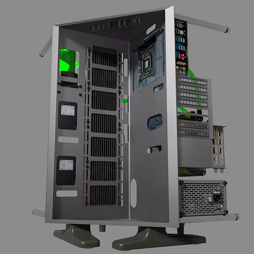 Thermaltake Core P90 Custom Watercooling PC Build 3D model_5