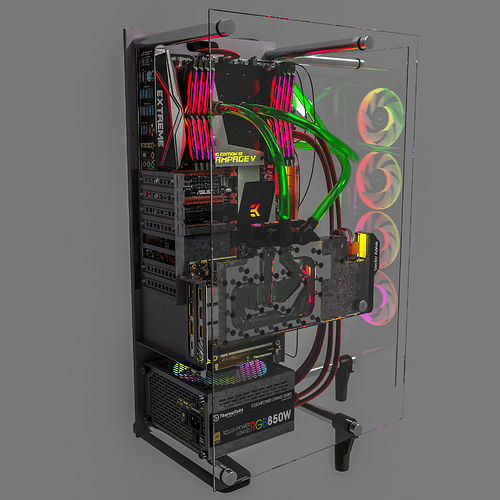 Thermaltake Core P90 Custom Watercooling PC Build 3D model_7