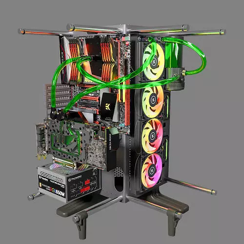 Thermaltake Core P90 Custom Watercooling PC Build 3D model_0