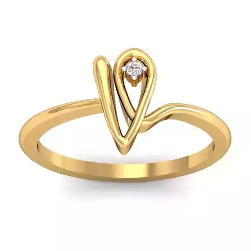 Ring 3dm STL FBX OBJ Render Details heart shaped diamond gold 3D print model