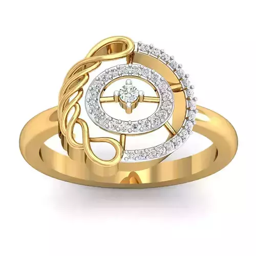 Ring 3dm STL FBX OBJ Render Details gold with diamonds in center
