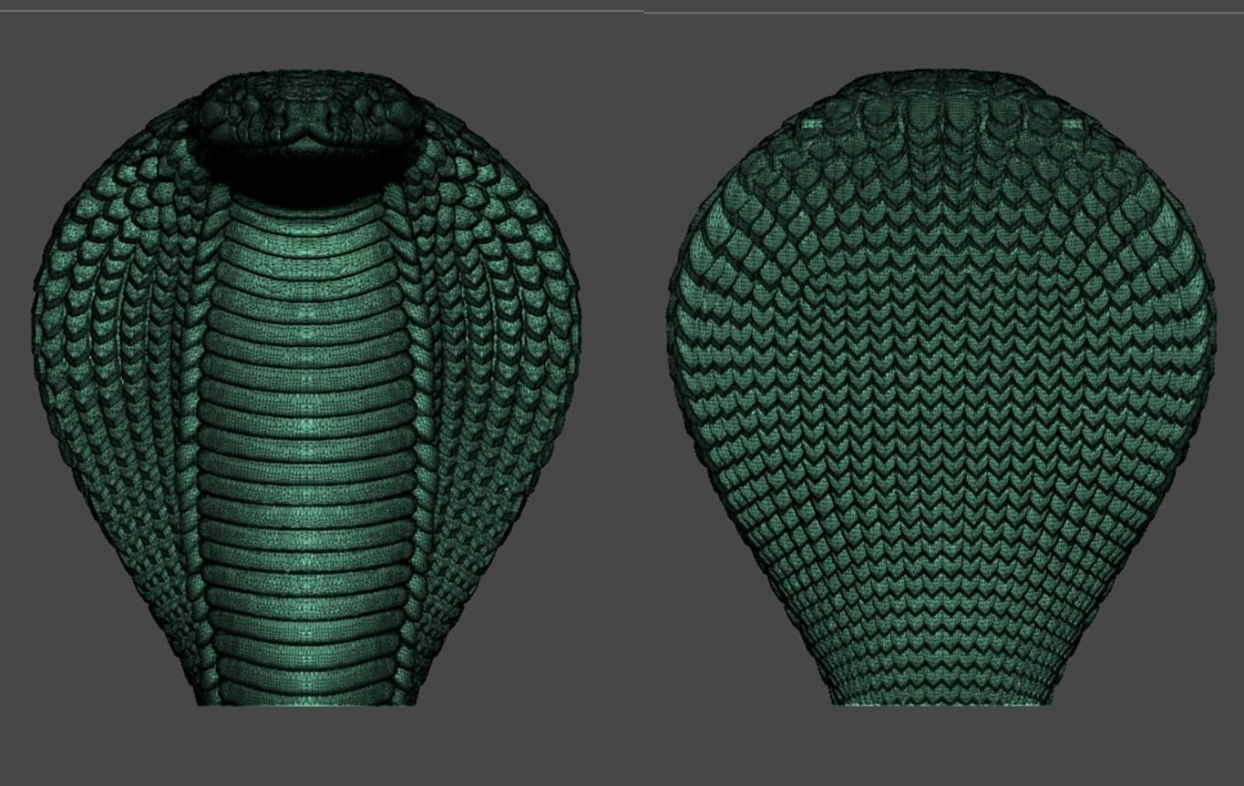 Cobra three gold snakes 3D print model_4