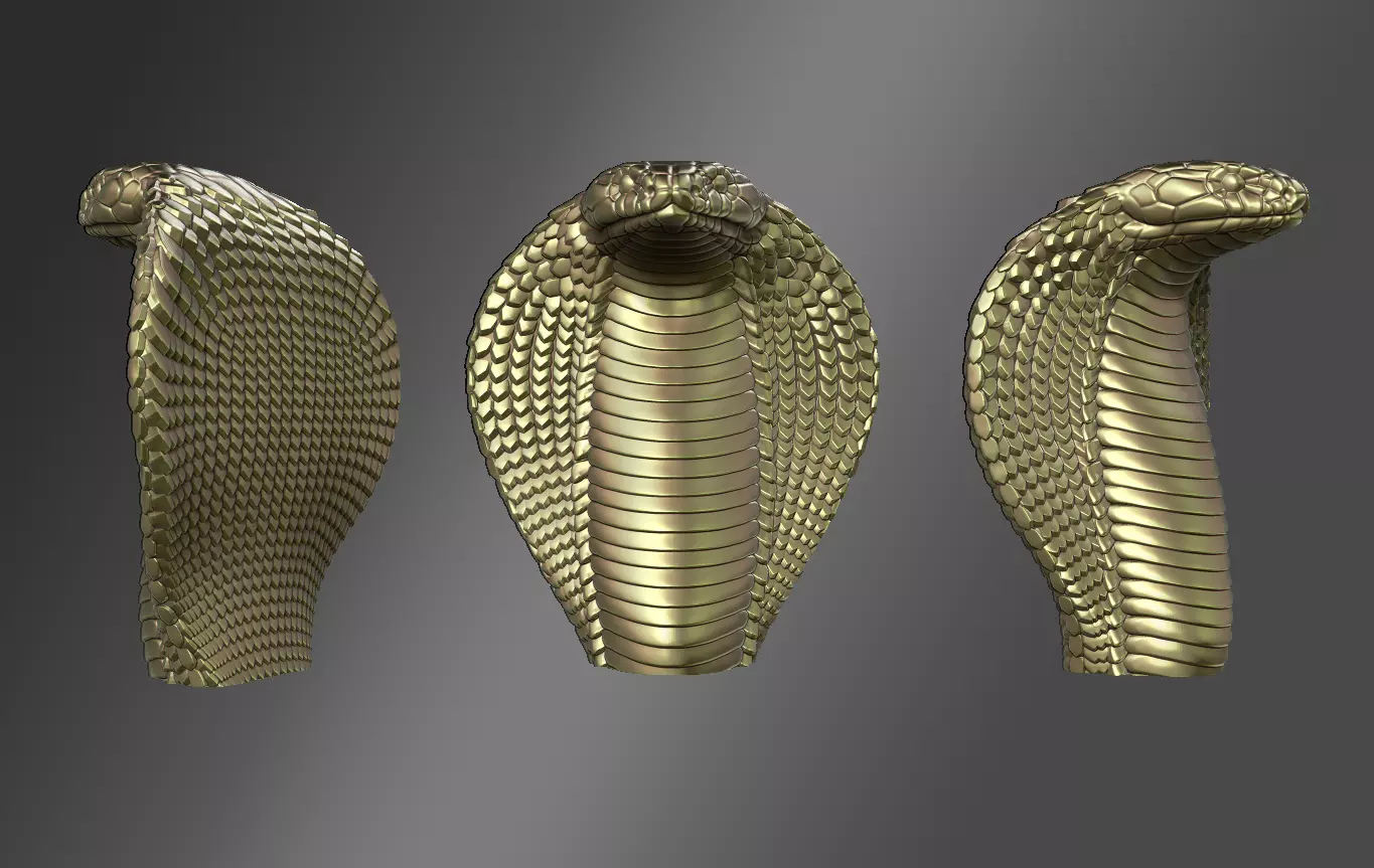 Cobra three gold snakes 3D print model_0