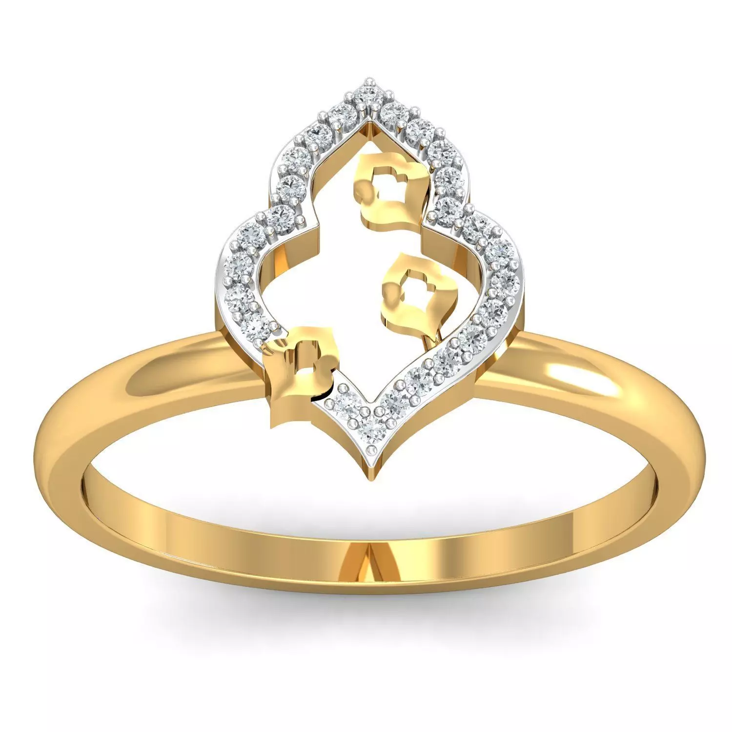 Ring 3dm STL FBX OBJ Render Details gold with diamonds in center 3D print model_0