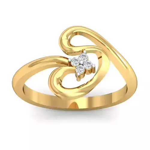 Ring 3dm STL FBX OBJ Render Details gold heart with diamonds