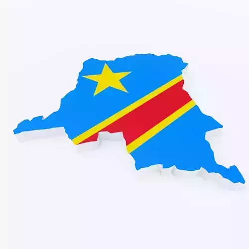 Democratic republic Congo map 3d model  Low-poly 3D model
