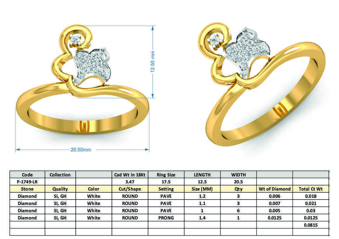 Engagement Ring 3dm STL FBX OBJ Render Details 3D print model_3