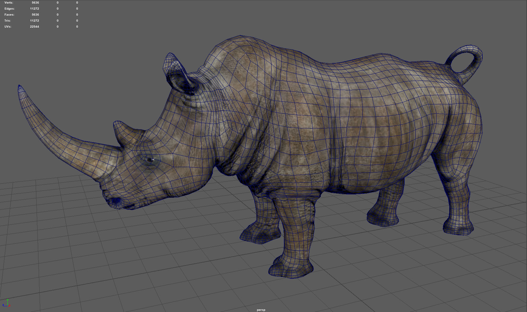 White Rhino Low-poly 3D model_7