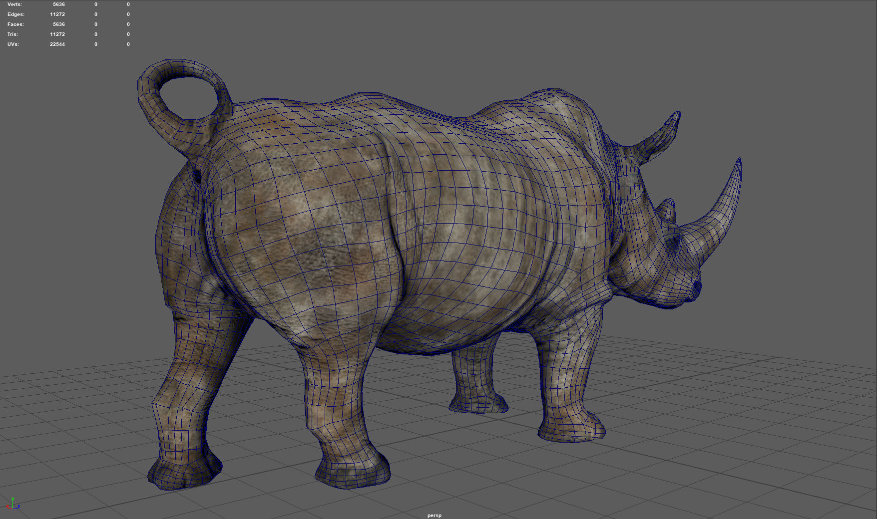 White Rhino Low-poly 3D model_8