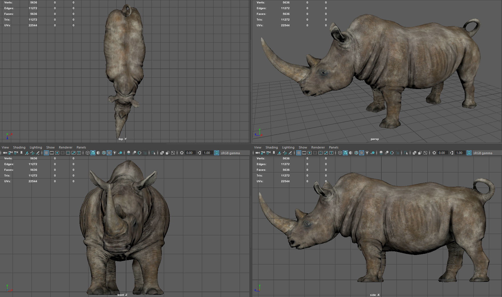 White Rhino Low-poly 3D model_9