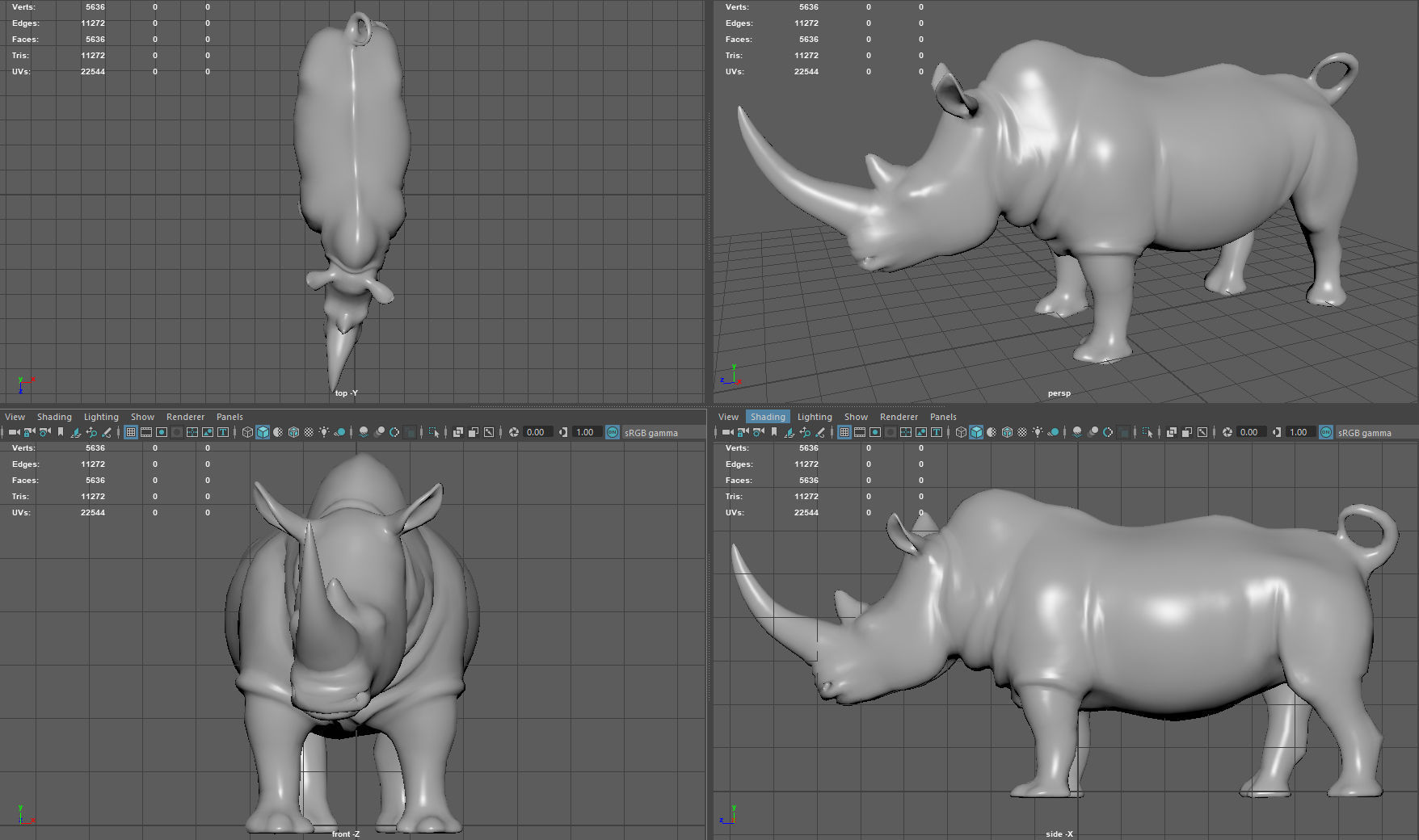 White Rhino Low-poly 3D model_10