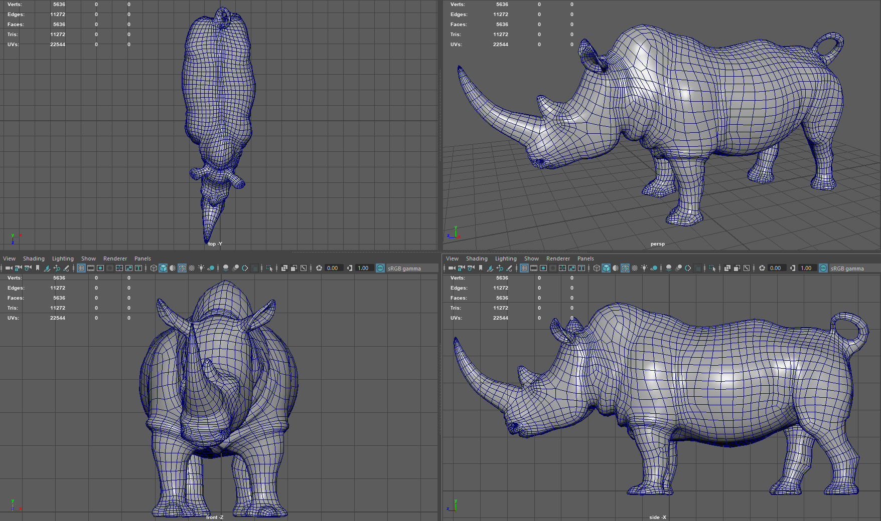 White Rhino Low-poly 3D model_11