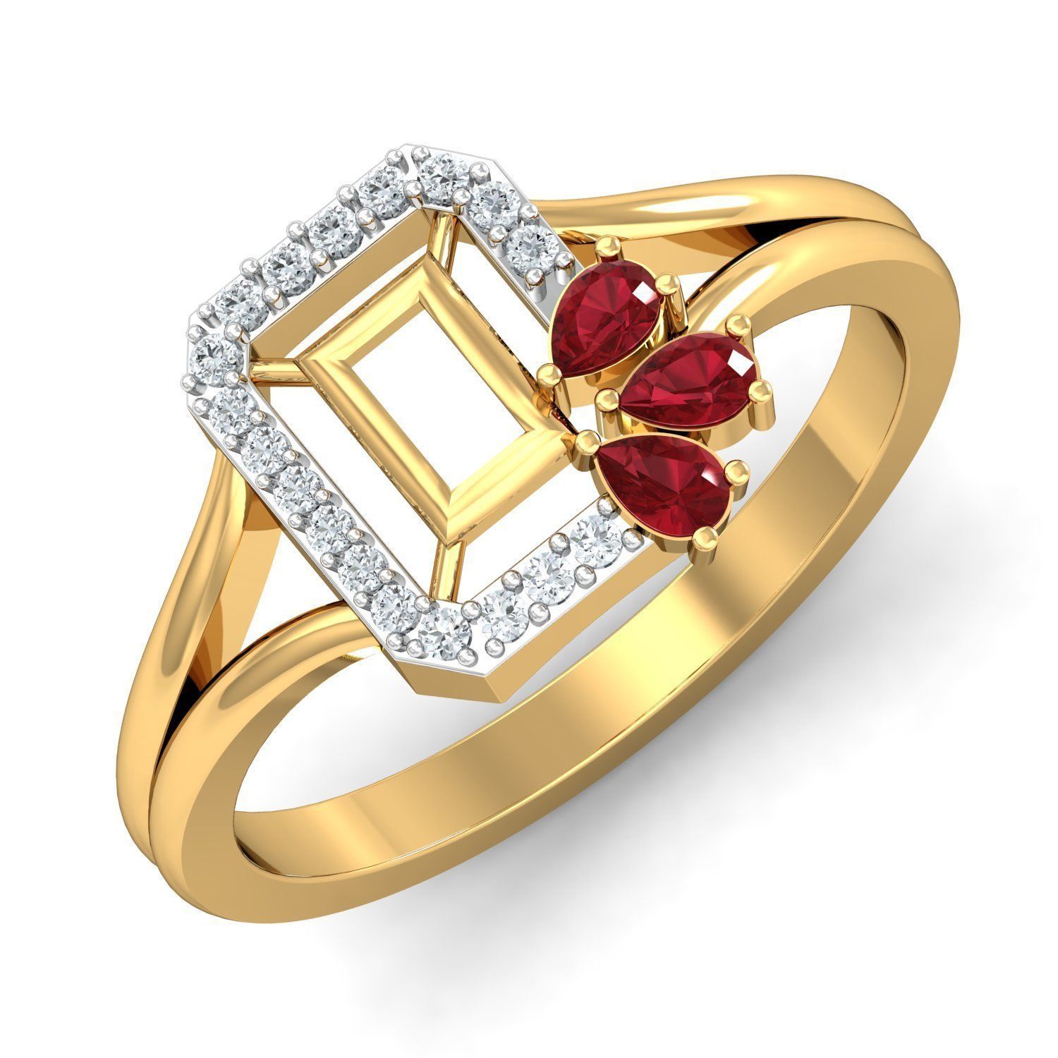 Engagement Pear Diamond Ring 3dm STL FBX OBJ Render Details 3D print model_1