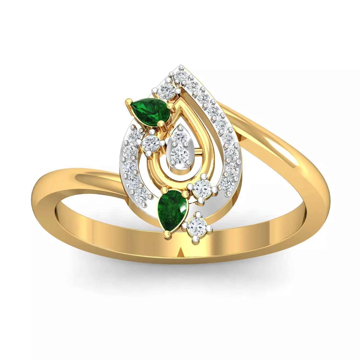 Engagement Pear Diamond Ring 3dm STL FBX OBJ Render Details 3D print model_0