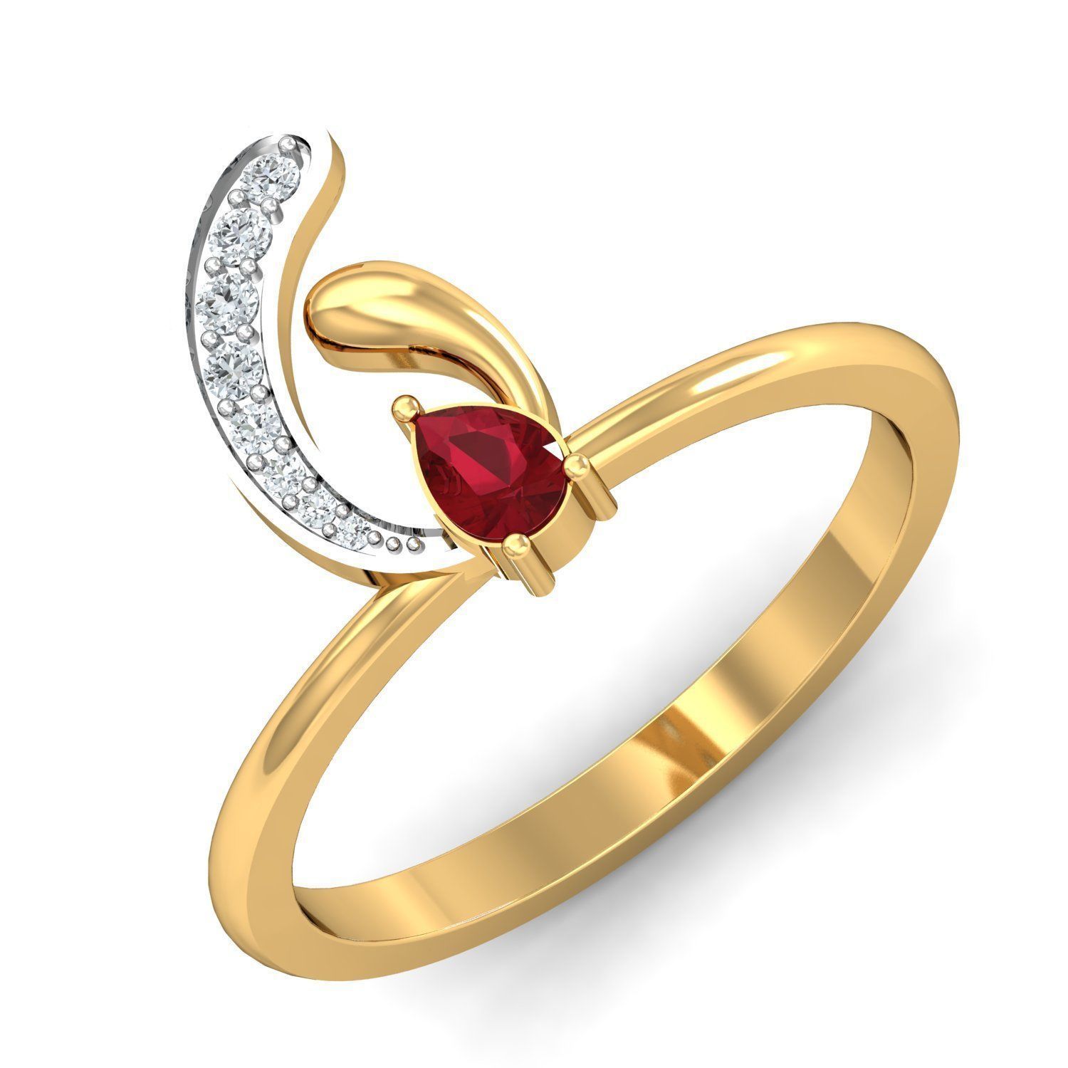 Engagement Pear Diamond Ring 3dm STL FBX OBJ Render Details 3D print model_1