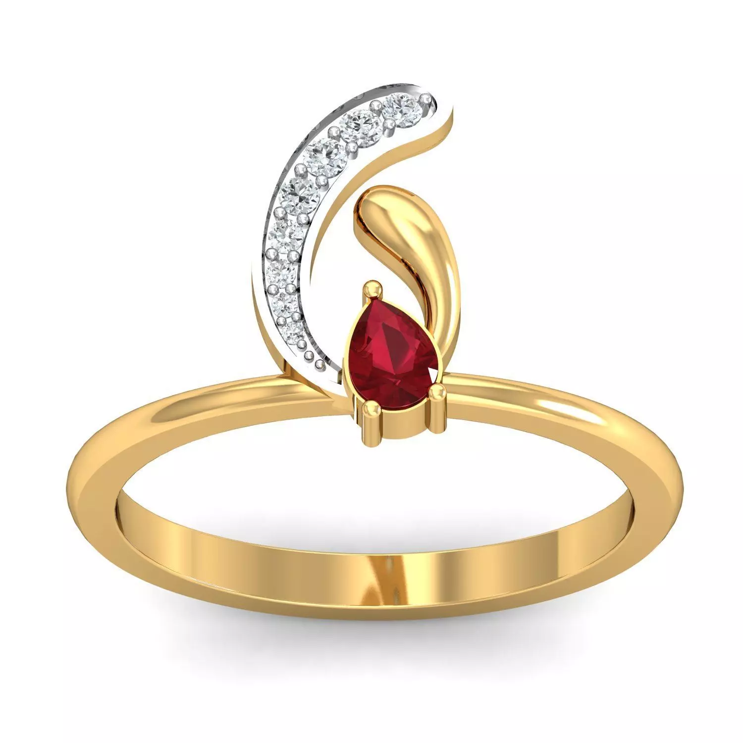 Engagement Pear Diamond Ring 3dm STL FBX OBJ Render Details 3D print model_0