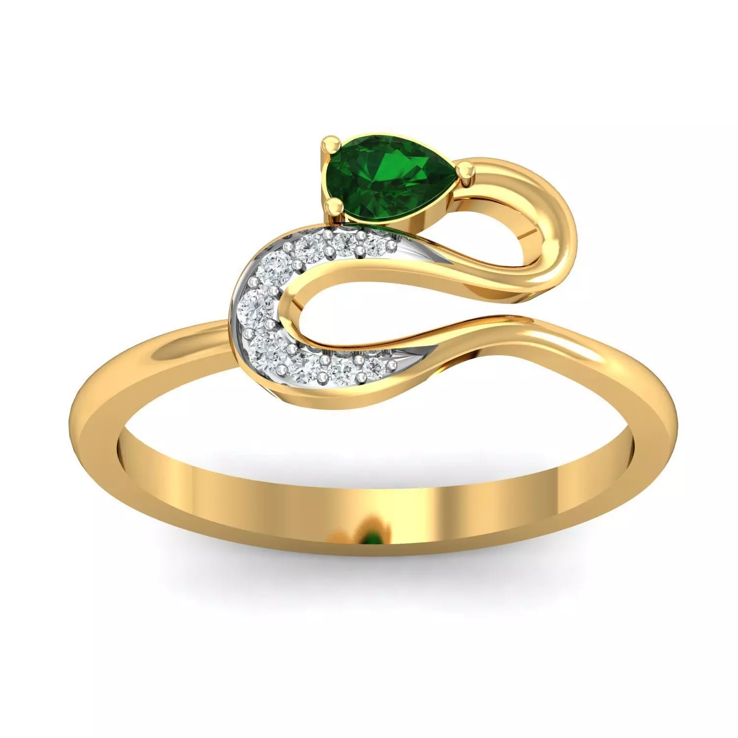 Solitaire Engagement Pear Diamond Ring 3dm STL FBX OBJ Details 3D print model_0