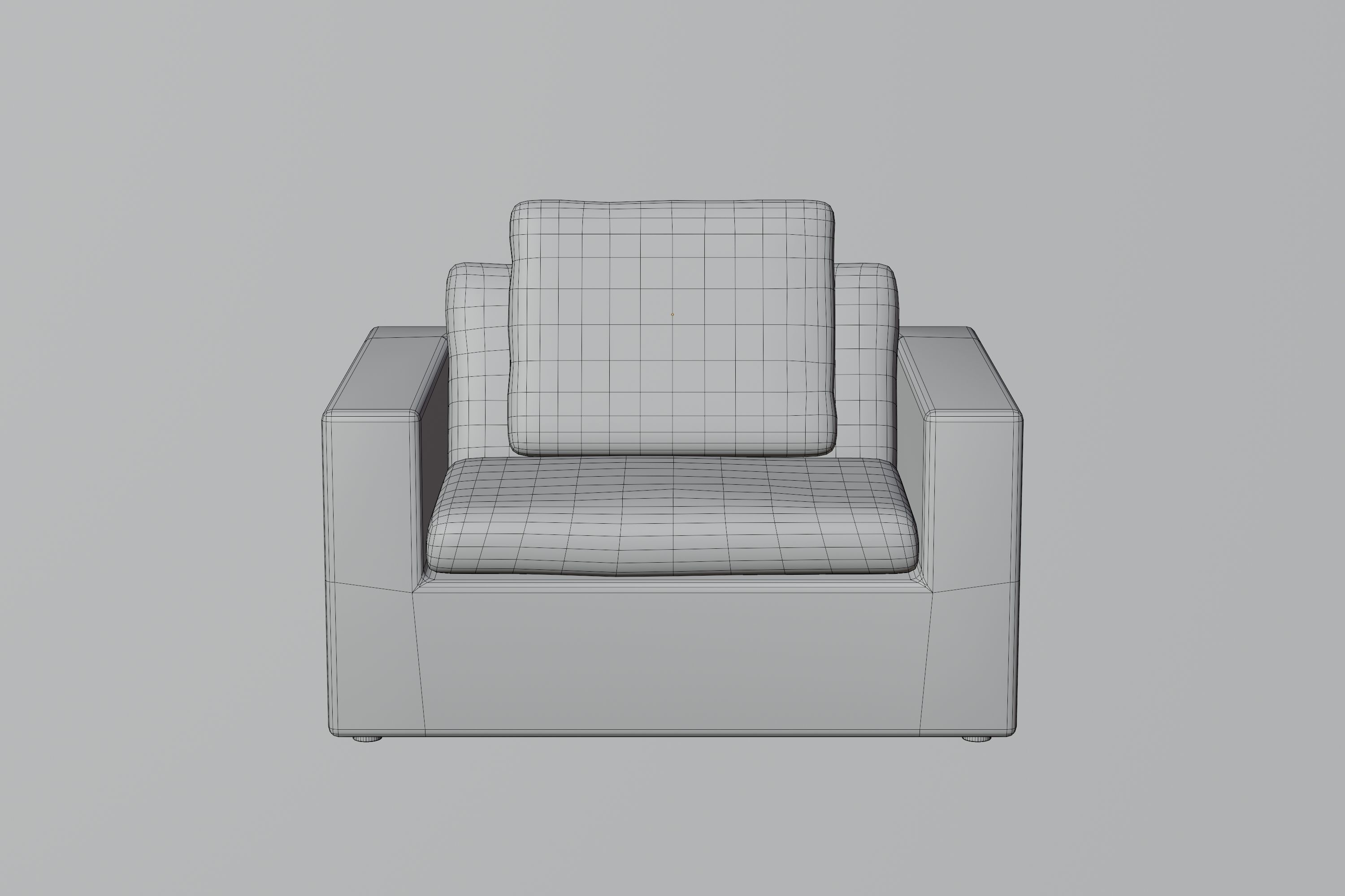 Armchair cube chair Low-poly 3D model_2