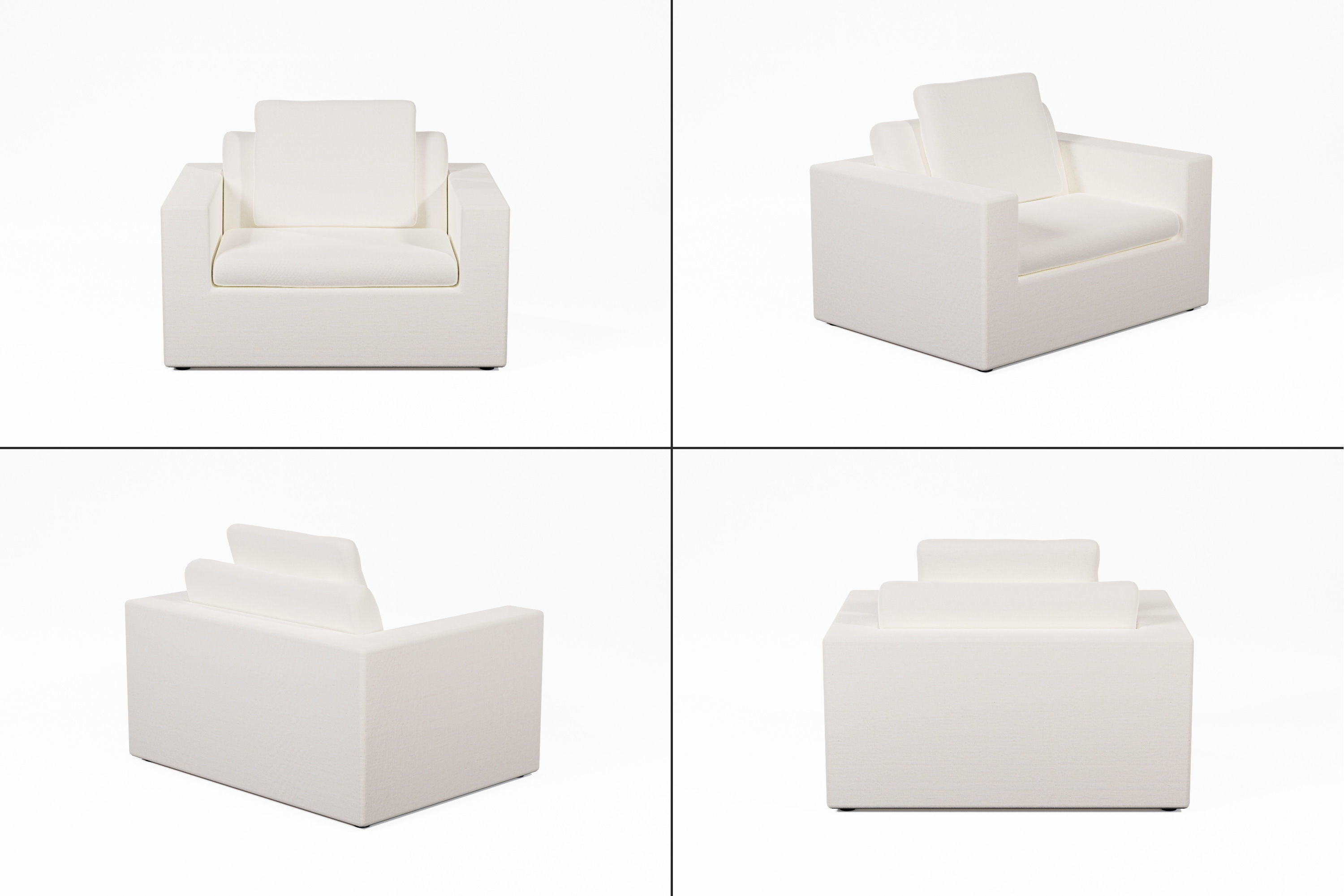 Armchair cube chair Low-poly 3D model_1