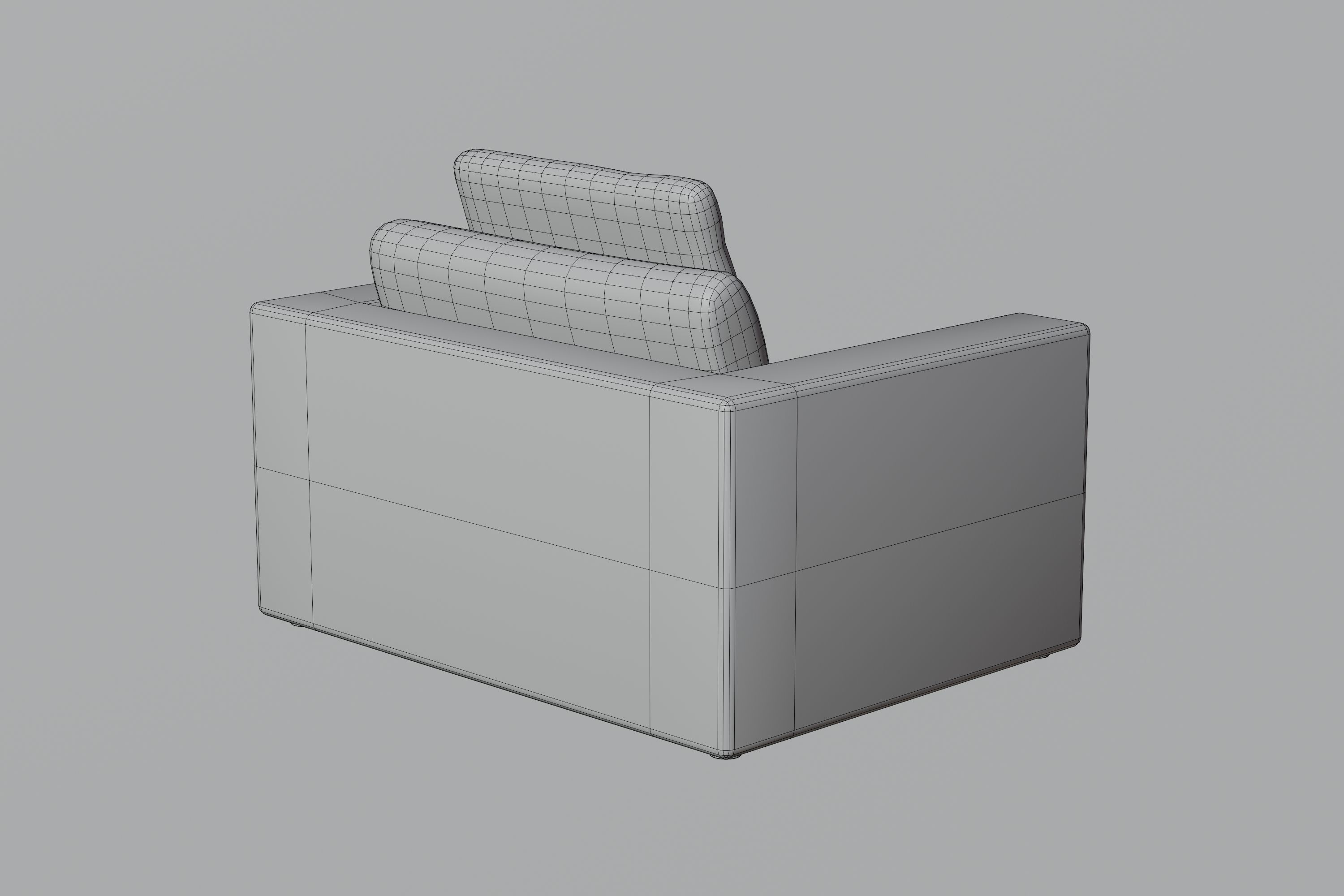 Armchair cube chair Low-poly 3D model_8