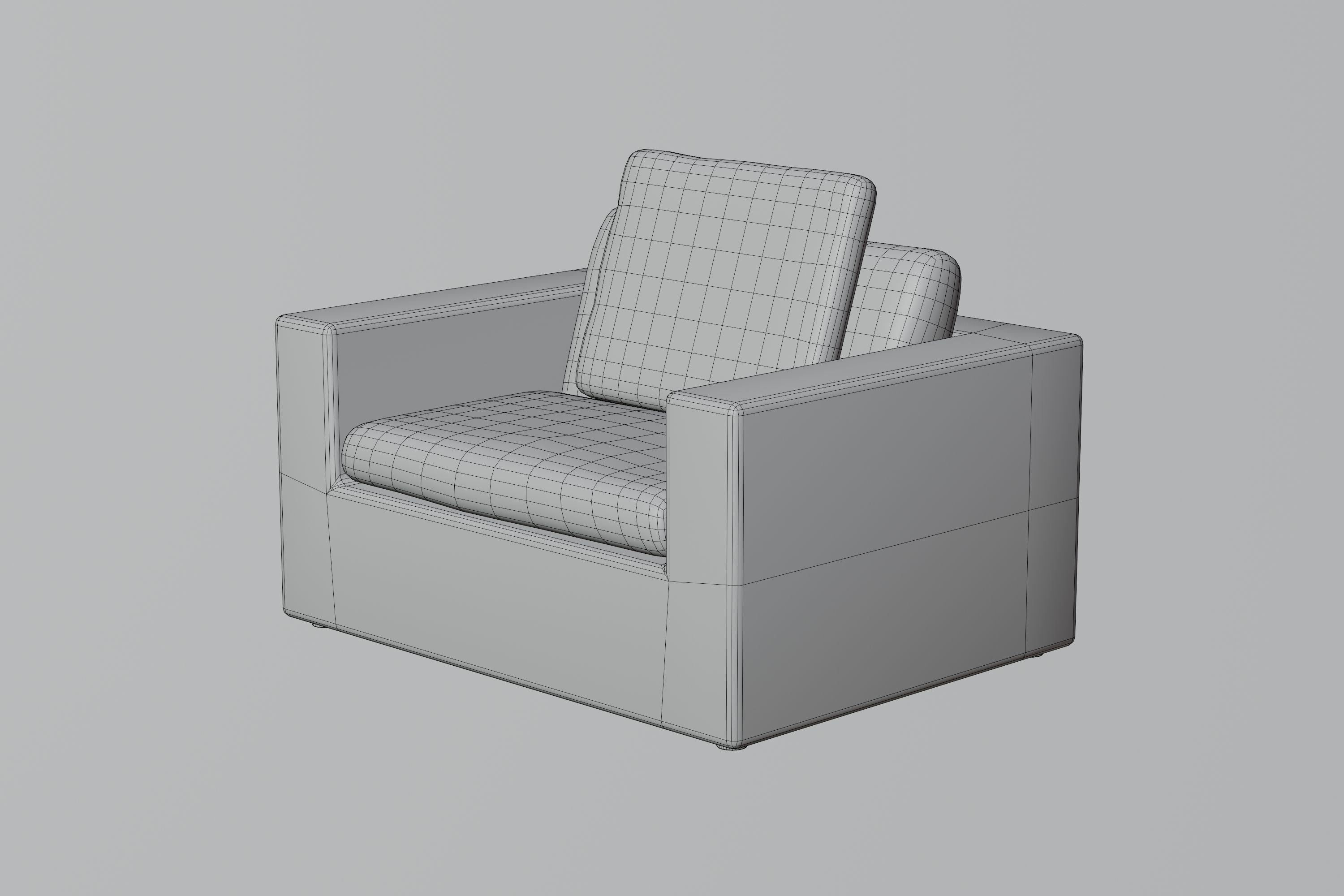 Armchair cube chair Low-poly 3D model_16