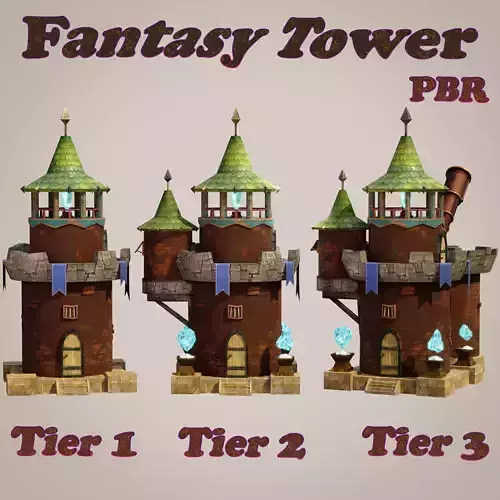 Low-poly Fantasy Towers Low-poly 3D model