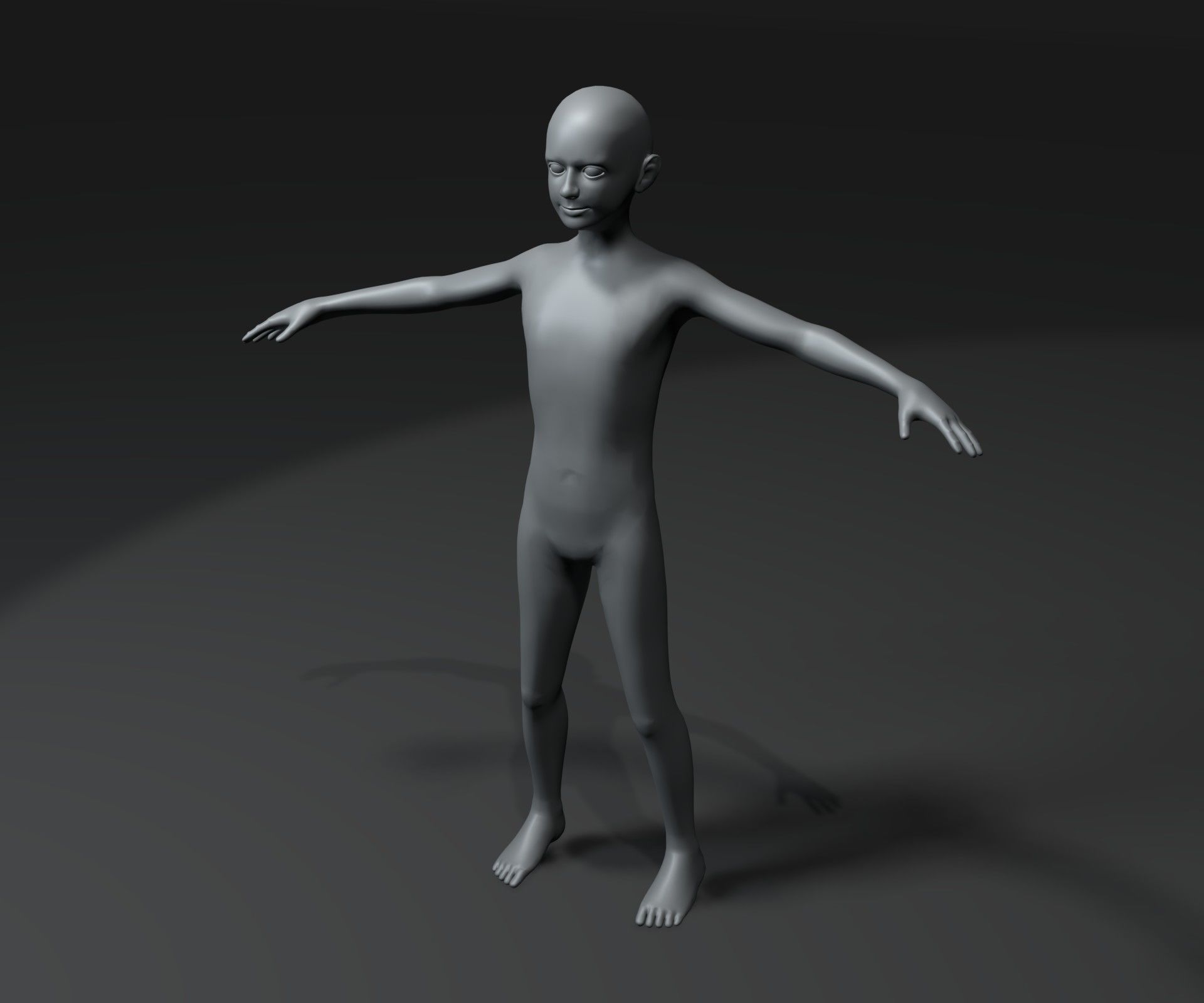 Boy Kid Body Base Mesh Animated and Rigged 3D Model 20k Polygons Low-poly 3D model_4