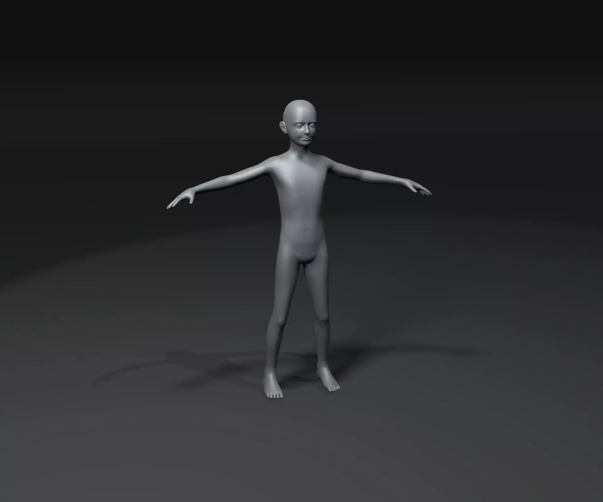 Boy Kid Body Base Mesh Animated and Rigged 3D Model 20k Polygons Low-poly 3D model_0