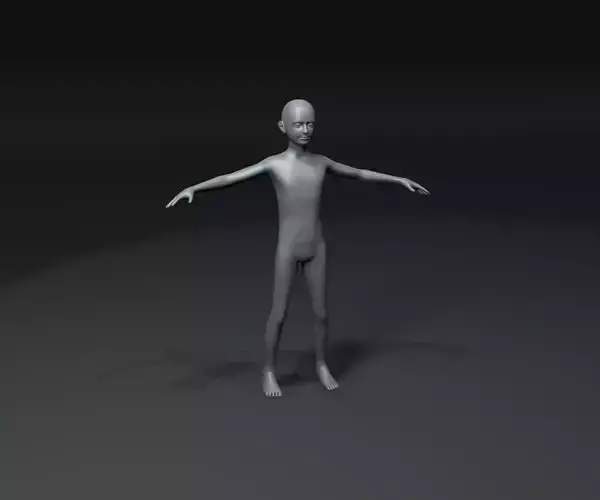Boy Kid Body Base Mesh Animated and Rigged 3D Model 20k Polygons Low-poly 3D model