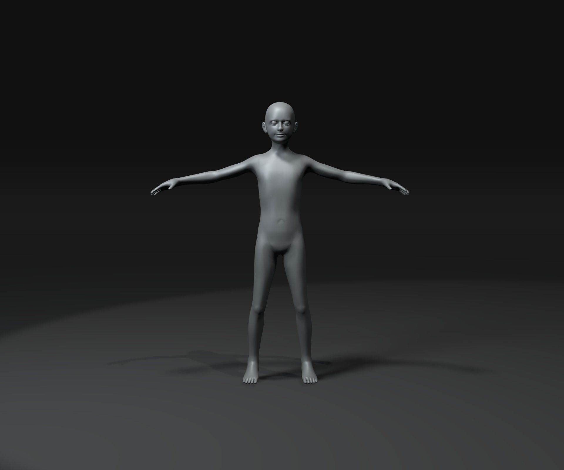 Boy Kid Body Base Mesh Animated and Rigged 3D Model 20k Polygons Low-poly 3D model_5