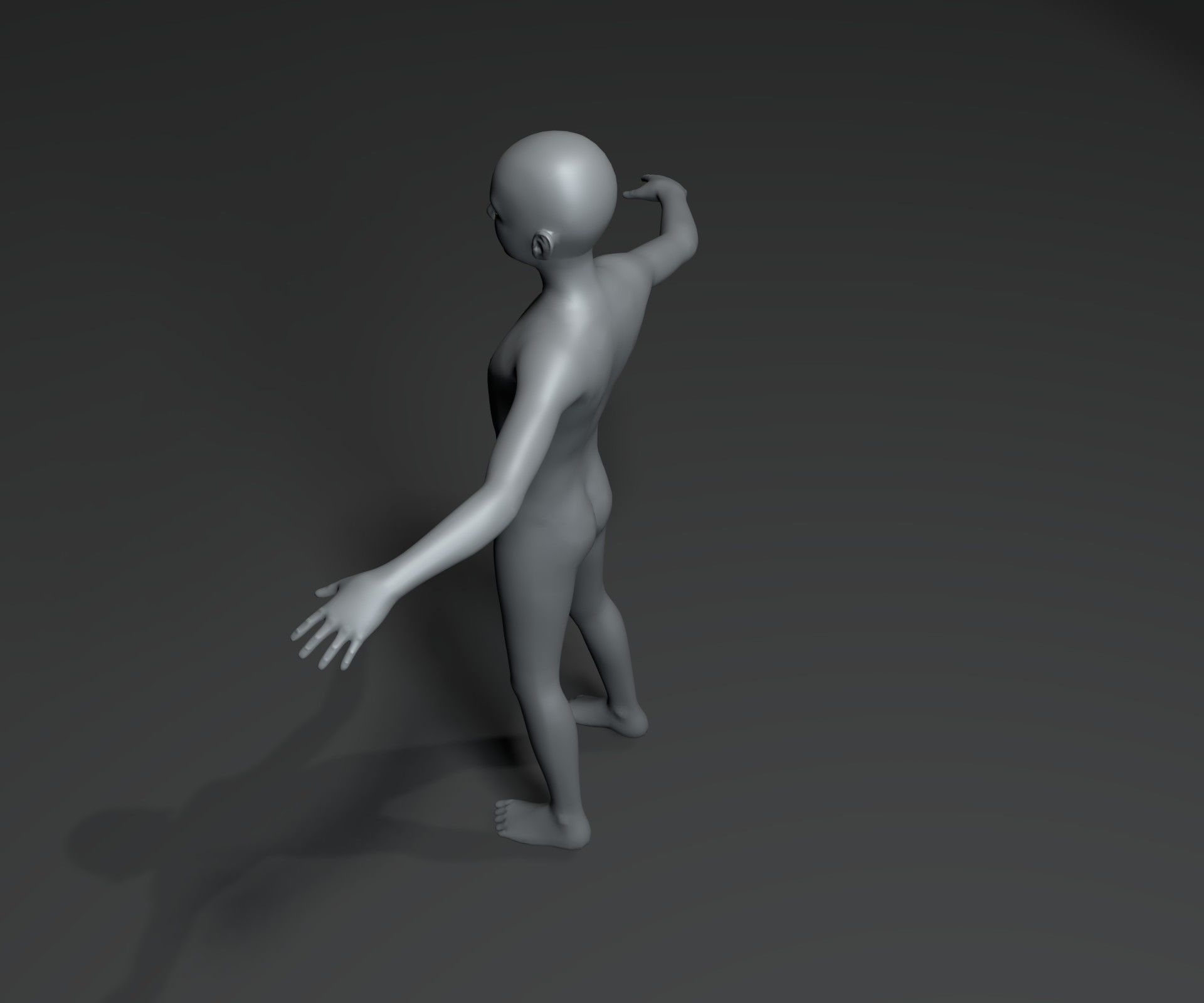 Boy Kid Body Base Mesh Animated and Rigged 3D Model 20k Polygons Low-poly 3D model_18