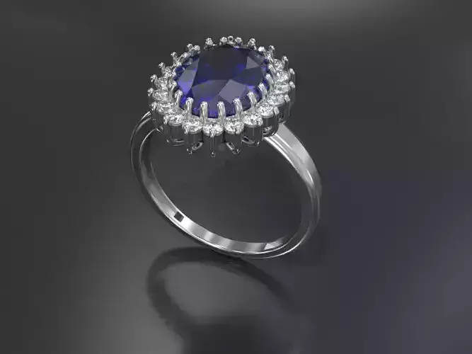 Blue Oval Ladies Ring 3D model