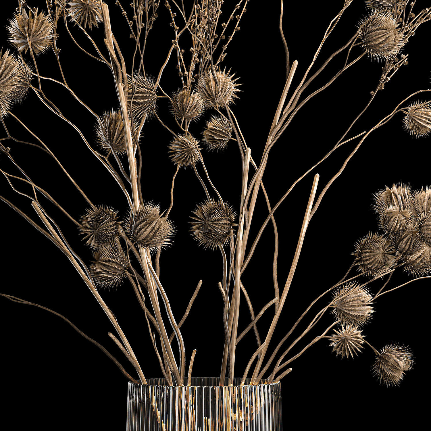 Bouquet Of Dried Flowers From Thorn And branches 3D model_4