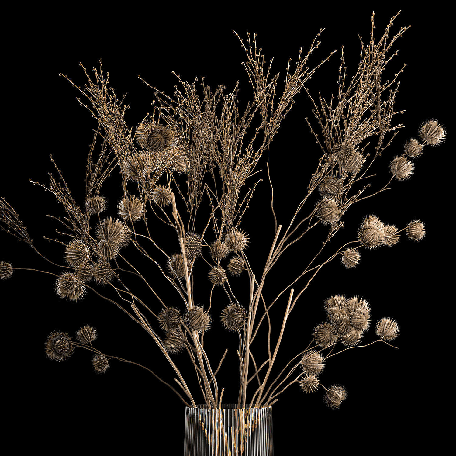 Bouquet Of Dried Flowers From Thorn And branches 3D model_1