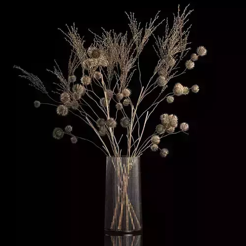Bouquet Of Dried Flowers From Thorn And branches 3D model