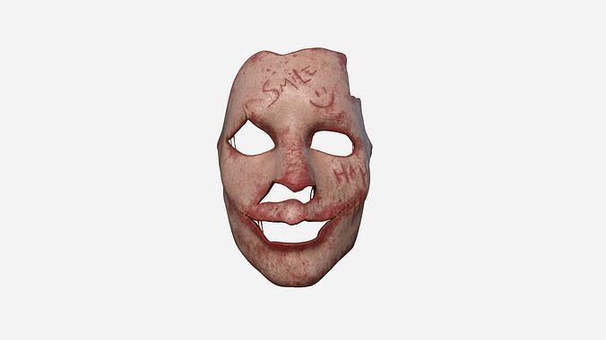 Human Skin Terror Mask A08 Blood Smile - Character Costume Low-poly 3D model
