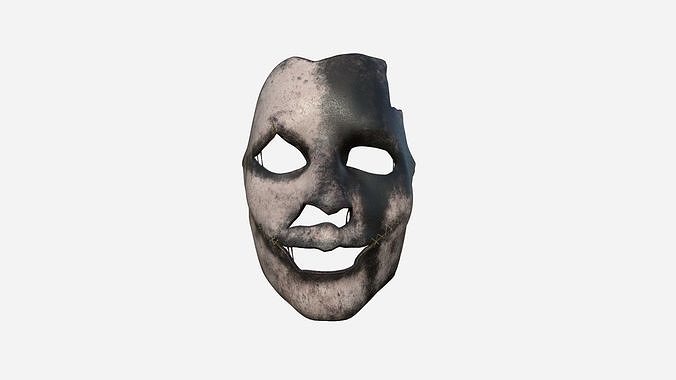 Human Skin Terror Mask A10 White Black - Character Costume Low-poly 3D model