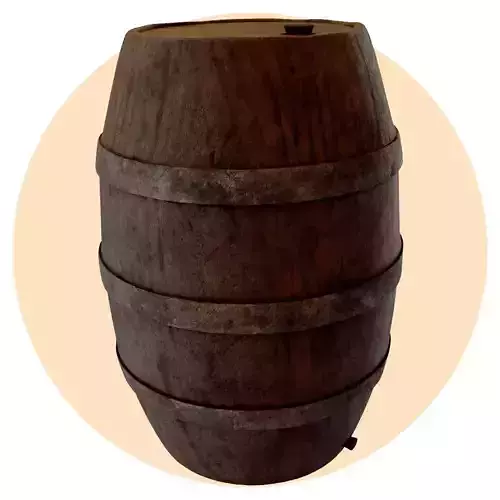 Dirty Wooden Barrel - game ready