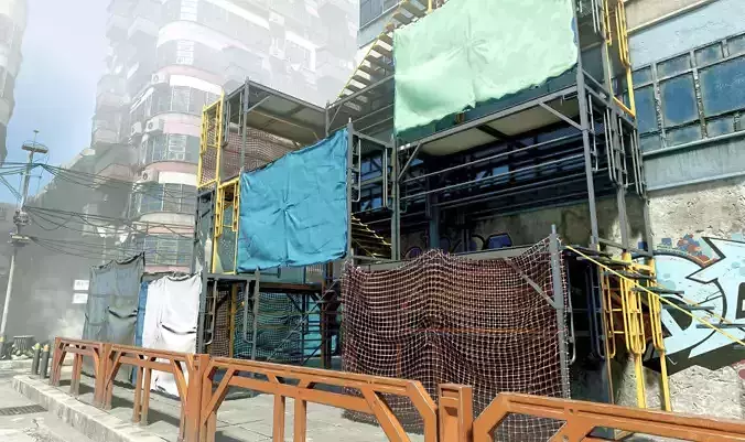 Scaffolding building in game