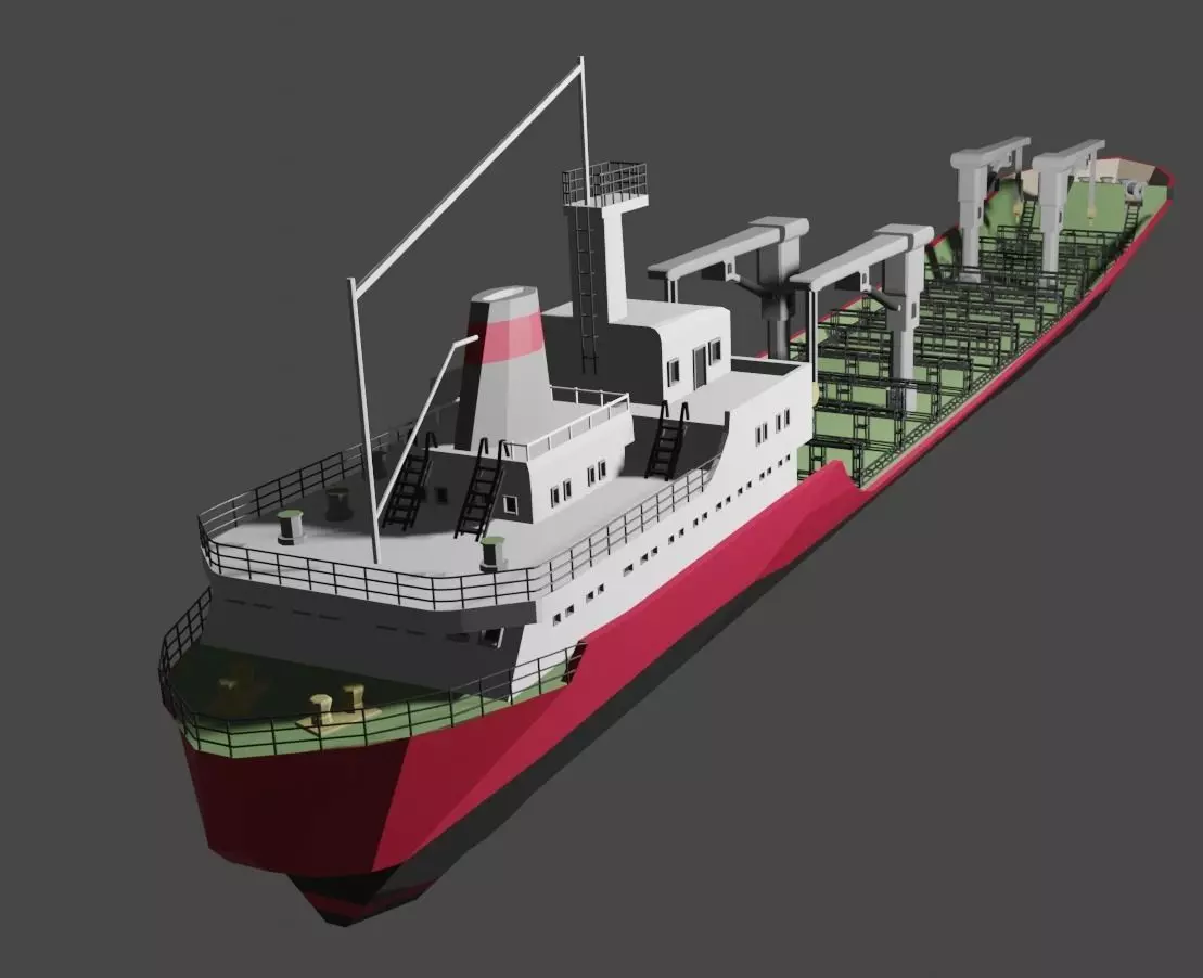 Simplistic Cargo Ship  3D model_0
