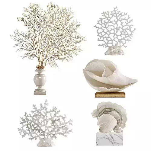 Coral Set 7 gold sea fan in vase