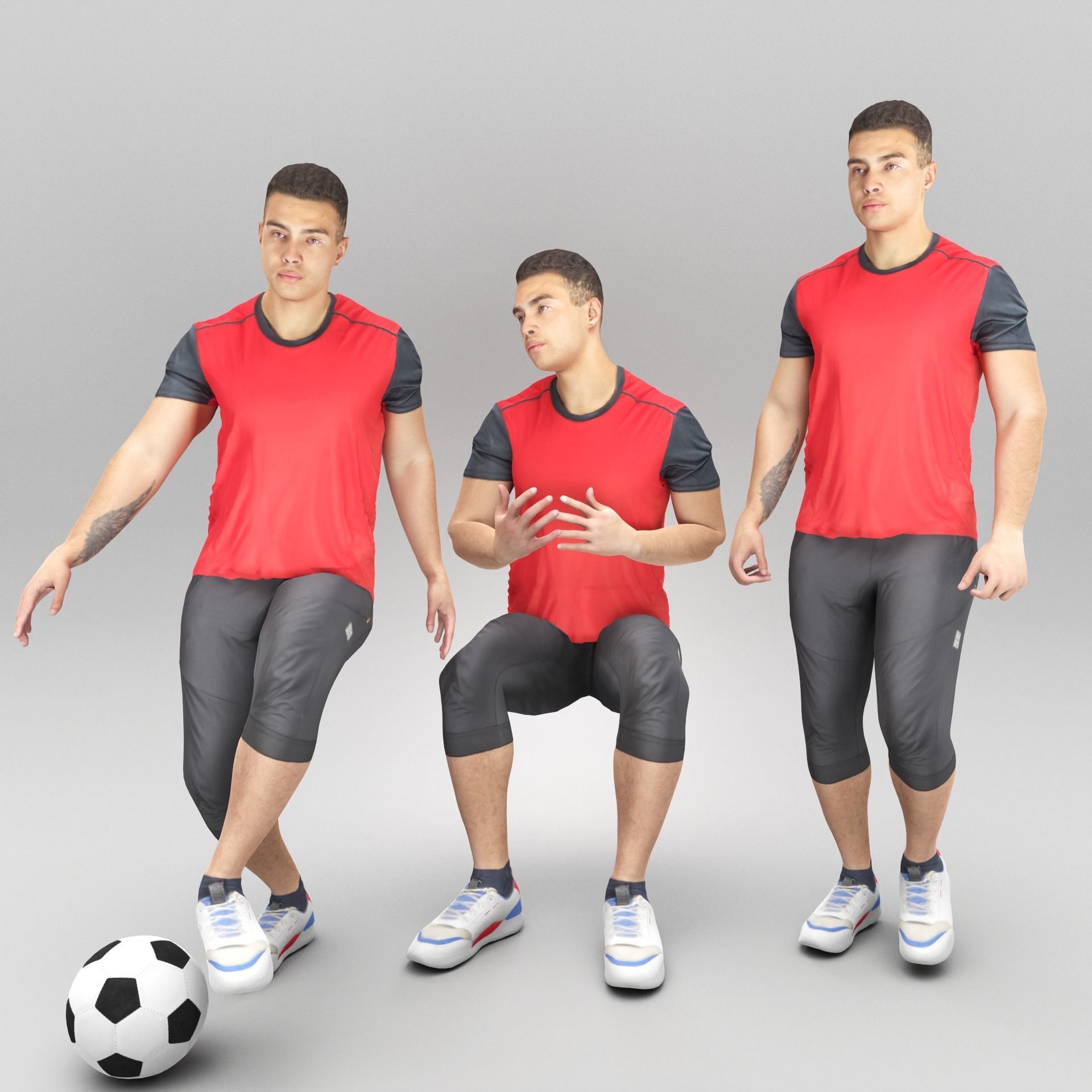 Animated young man playing football 365 Low-poly 3D model_3