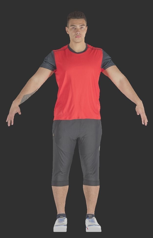 Animated young man playing football 365 Low-poly 3D model_7