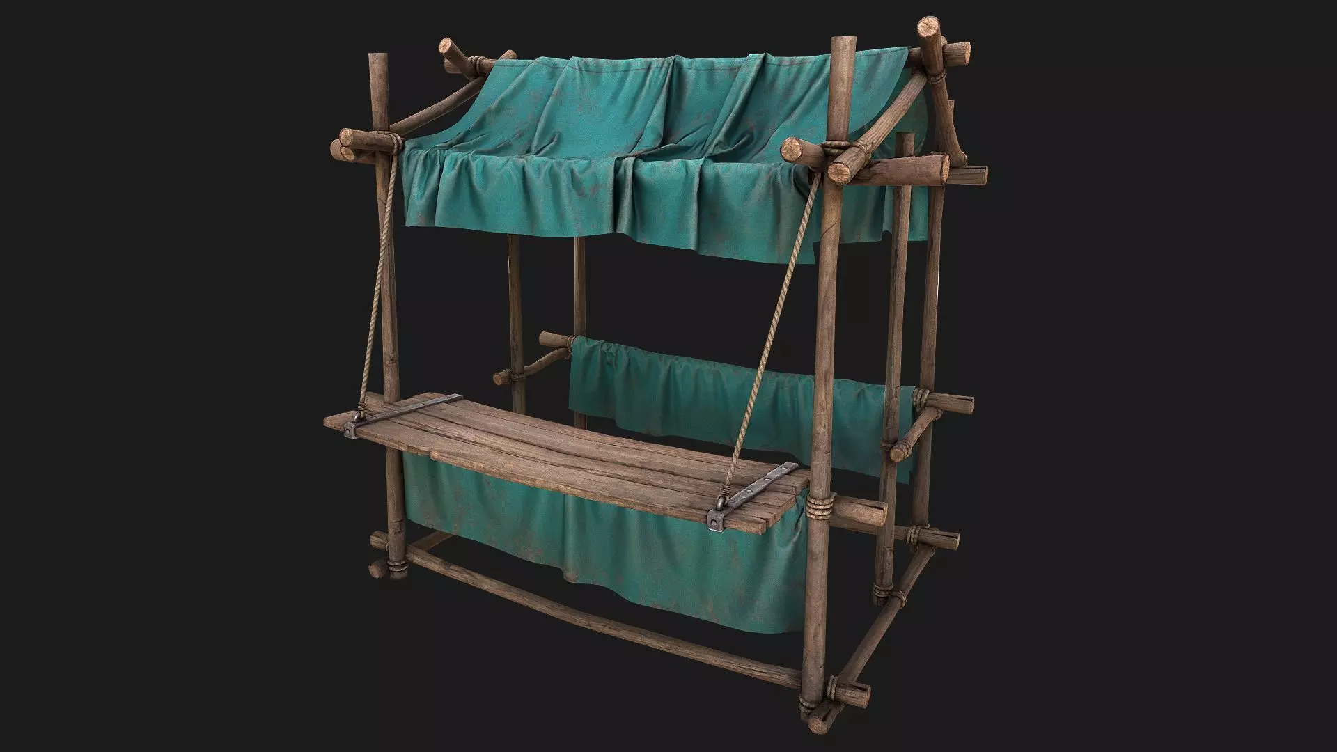 Market Stall Blue Tent Merchant shop Low-poly 3D model