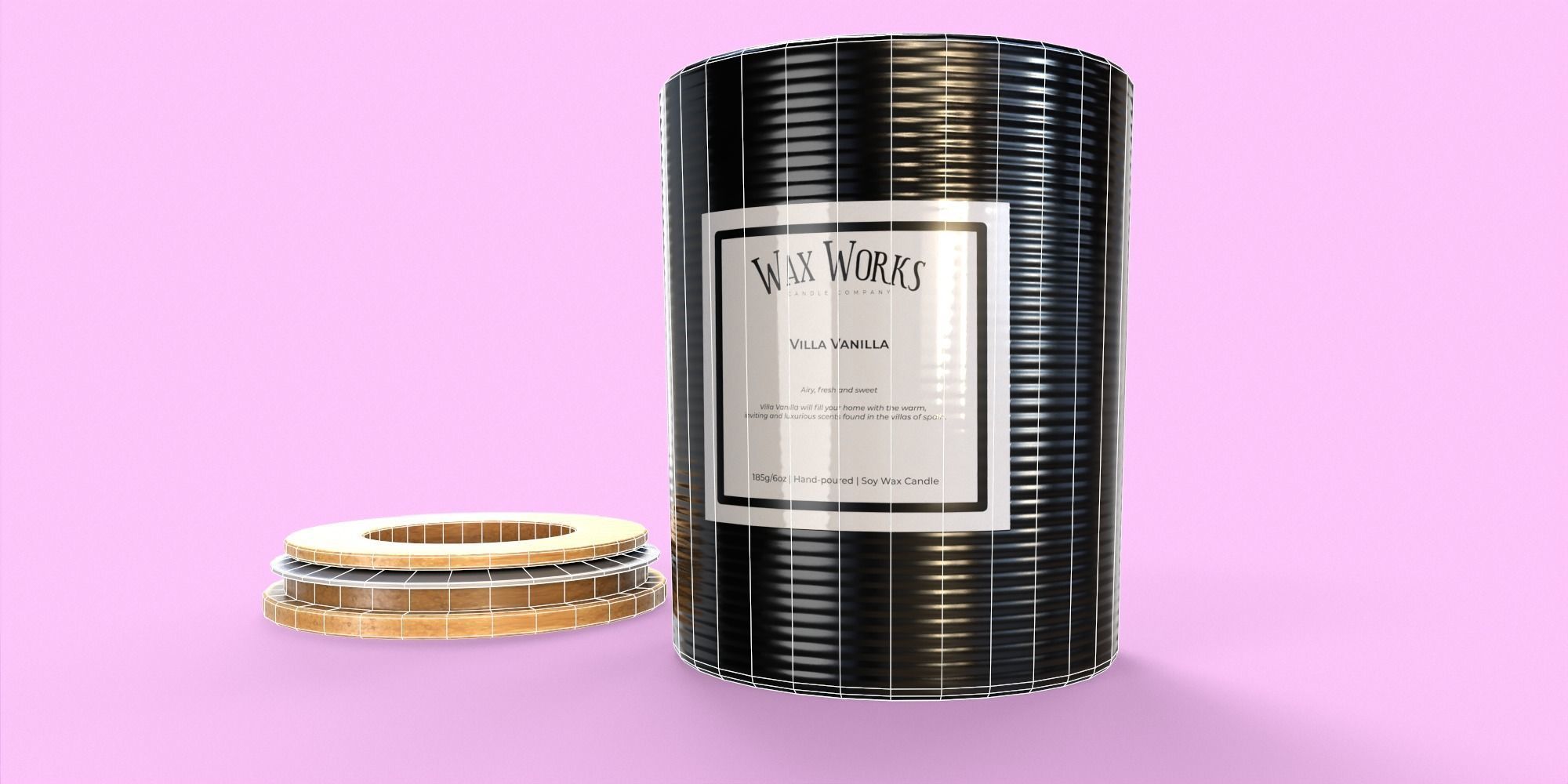 Wax Candle Low-poly 3D model_8