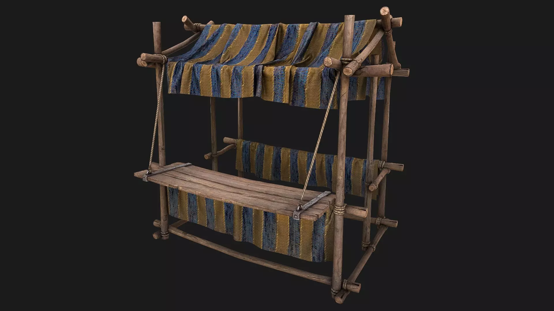 Medieval Market Bazaar Stall shop Blue Low-poly 3D model