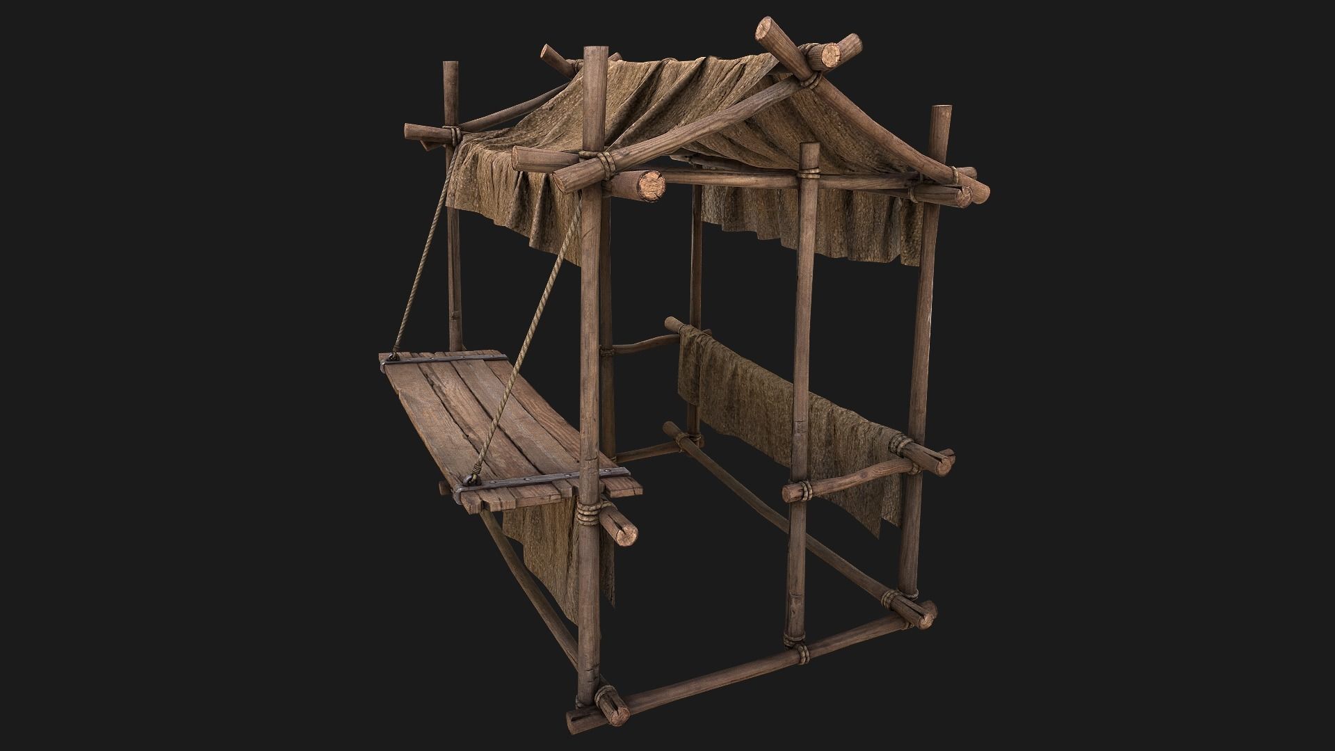 Street Stalls Brown Low-poly 3D model_13